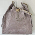 Chanel AS5311 Large Hobo Suede & Gold-Tone Metal Ligth Gray