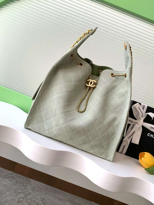 Chanel AS5311 Large Hobo Suede & Gold-Tone Metal Light Green - Default Title - View 1