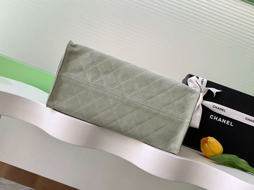 Chanel AS5311 Large Hobo Suede & Gold-Tone Metal Light Green