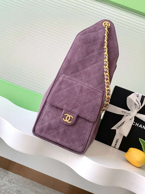 Chanel AS5311 Large Hobo Suede & Gold-Tone Metal Purple - Default Title - View 2