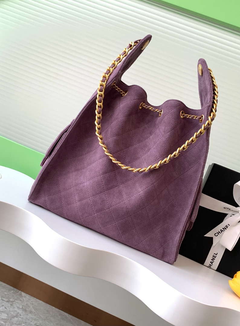 Chanel AS5311 Large Hobo Suede & Gold-Tone Metal Purple