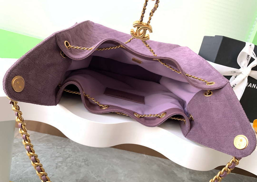 Chanel AS5311 Large Hobo Suede & Gold-Tone Metal Purple