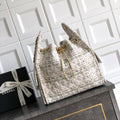 Chanel AS5311 Large Hobo Tweed & Gold-Tone Metal Beige
