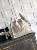 Chanel AS5311 Large Hobo Tweed & Gold-Tone Metal Beige