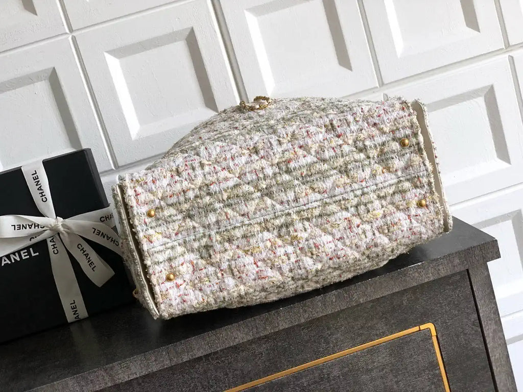 Chanel AS5311 Large Hobo Tweed & Gold-Tone Metal Beige