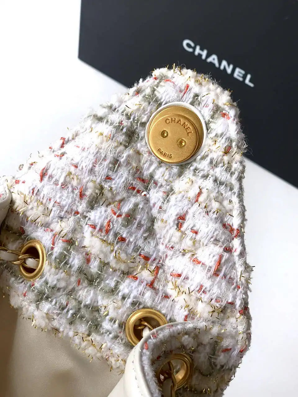 Chanel AS5311 Large Hobo Tweed & Gold-Tone Metal Beige