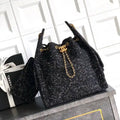 Chanel AS5311 Large Hobo Tweed & Gold-Tone Metal Black