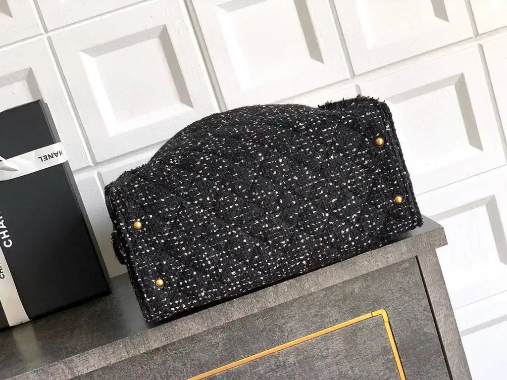 Chanel AS5311 Large Hobo Tweed & Gold-Tone Metal Black