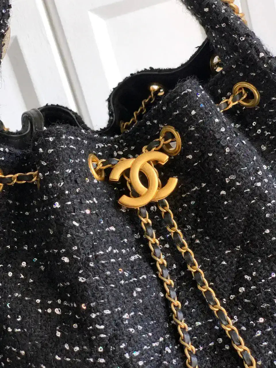 Chanel AS5311 Large Hobo Tweed & Gold-Tone Metal Black