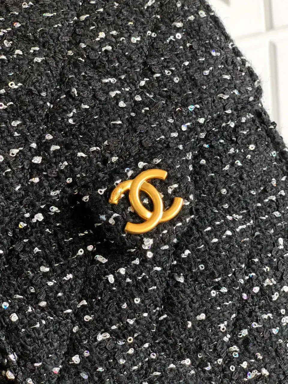 Chanel AS5311 Large Hobo Tweed & Gold-Tone Metal Black