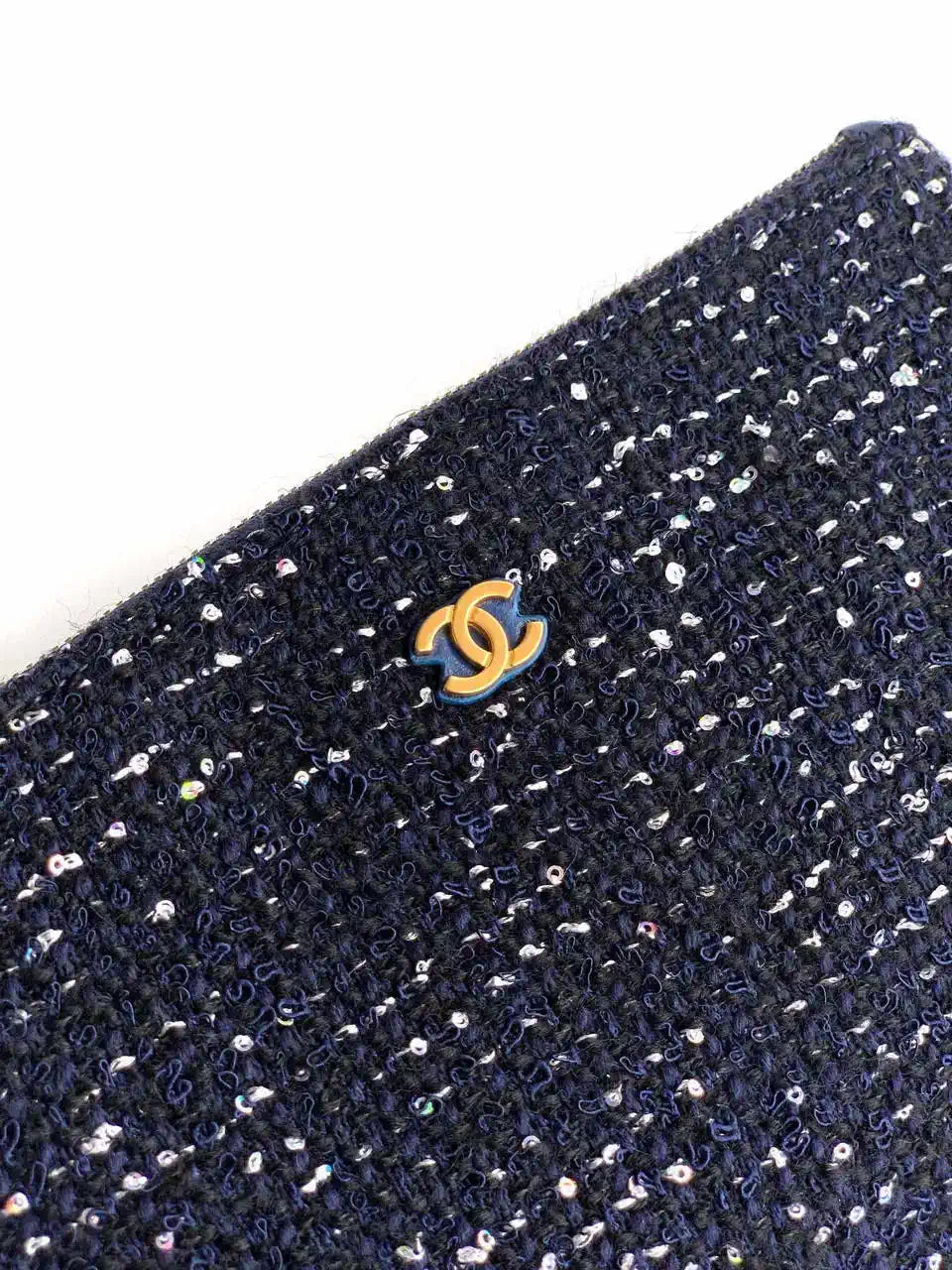 Chanel AS5311 Large Hobo Tweed & Gold-Tone Metal Dark Blue