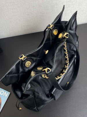 Chanel AS5315 Shopping Bag Shiny Lambskin & Gold-Tone Metal Black - Default Title - View 4