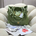 Chanel AS5315 Shopping Bag Shiny Lambskin & Gold-Tone Metal Green