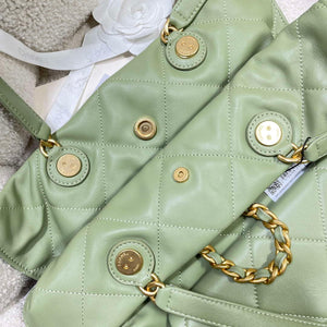 Chanel AS5315 Shopping Bag Shiny Lambskin & Gold-Tone Metal Green - Default Title - View 7