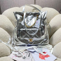 Chanel AS5315 Shopping Bag Shiny Lambskin & Gold-Tone Metal Silver