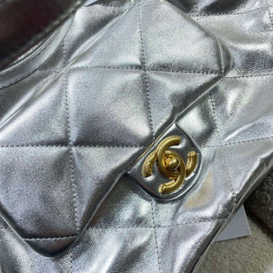 Chanel AS5315 Shopping Bag Shiny Lambskin & Gold-Tone Metal Silver - Default Title - View 7