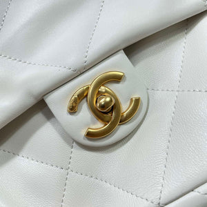 Chanel AS5315 Shopping Bag Shiny Lambskin & Gold-Tone Metal  White - Default Title - View 6