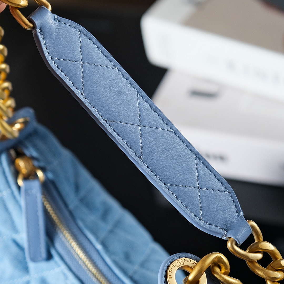 Chanel AS5339 Small Hobo Shiny Denim & Gold-Tone Metal Light blue - Default Title - View 5