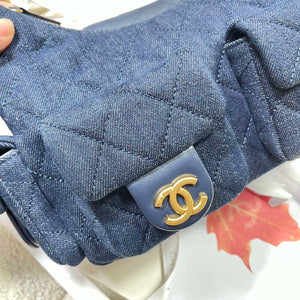 Chanel AS5339 Small Hobo Shiny Denim & Gold-Tone Metal Dark blue - Default Title - View 6