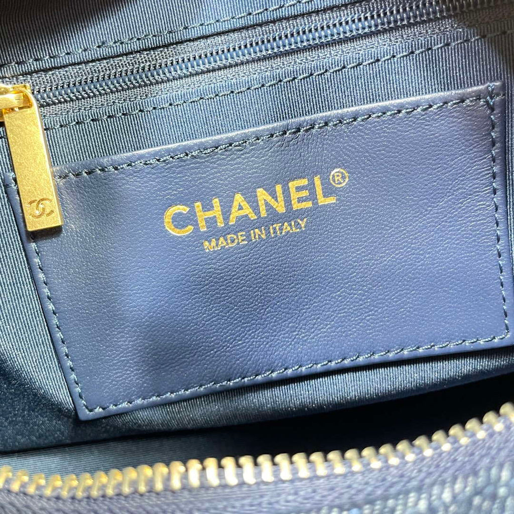 Chanel AS5339 Small Hobo Shiny Denim & Gold-Tone Metal Dark blue