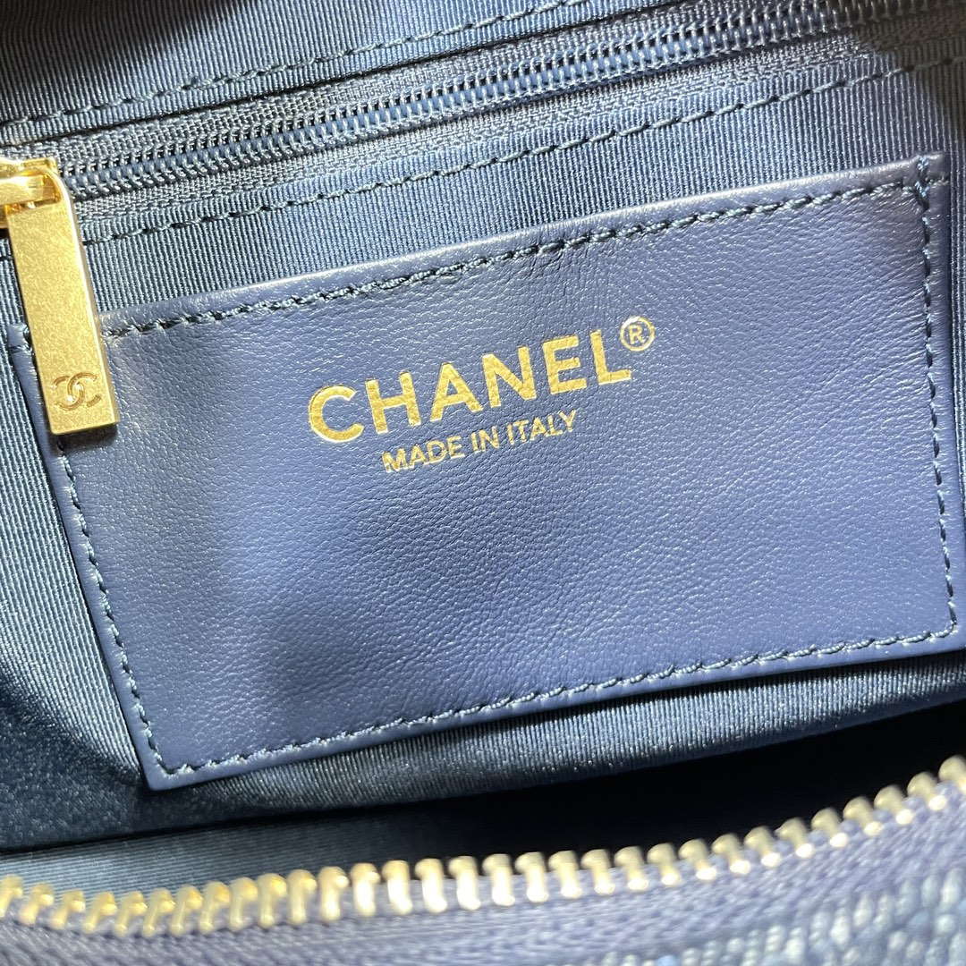 Chanel AS5339 Small Hobo Shiny Denim & Gold-Tone Metal Dark blue