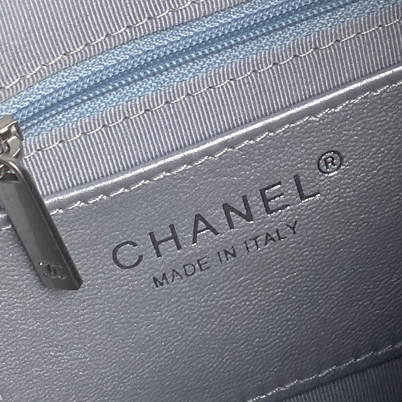 Chanel AS5339 Small Hobo Shiny Lambskin & Silver-Tone Metal Silver