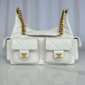 Chanel AS5339 Small Hobo Shiny Lambskin & Gold-Tone Metal White - Default Title - View 1