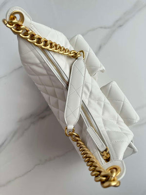 Chanel AS5339 Small Hobo Shiny Lambskin & Gold-Tone Metal White - Default Title - View 4