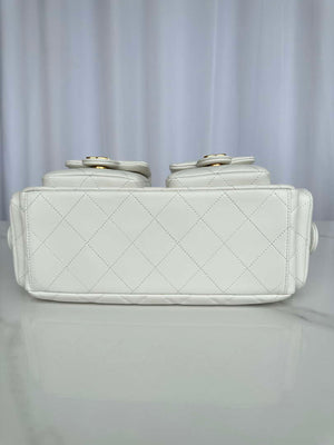 Chanel AS5339 Small Hobo Shiny Lambskin & Gold-Tone Metal White - Default Title - View 5