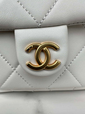 Chanel AS5339 Small Hobo Shiny Lambskin & Gold-Tone Metal White - Default Title - View 6