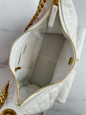 Chanel AS5339 Small Hobo Shiny Lambskin & Gold-Tone Metal White - Default Title - View 8