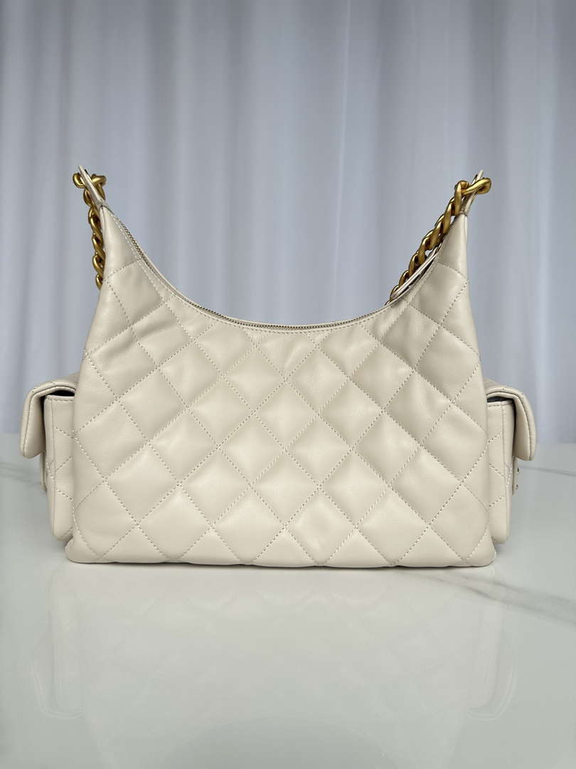 Chanel AS5339 Small Hobo Shiny Lambskin & Gold-Tone Metal Apricot - Default Title - View 3