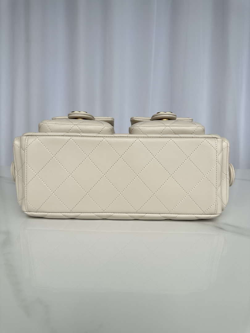 Chanel AS5339 Small Hobo Shiny Lambskin & Gold-Tone Metal Apricot