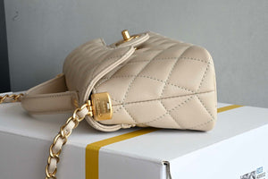 Chanel 25SS AS5354 Mini Flap Bag with Top Handle Lambskin Apricot - Default Title - View 4
