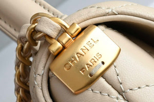 Chanel 25SS AS5354 Mini Flap Bag with Top Handle Lambskin Apricot - Default Title - View 6