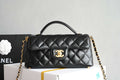 Chanel 25SS AS5354 Mini Flap Bag with Top Handle Lambskin Black