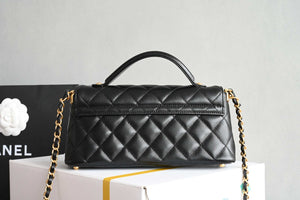 Chanel 25SS AS5354 Mini Flap Bag with Top Handle Lambskin Black - Default Title - View 2