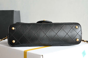 Chanel 25SS AS5354 Mini Flap Bag with Top Handle Lambskin Black - Default Title - View 3