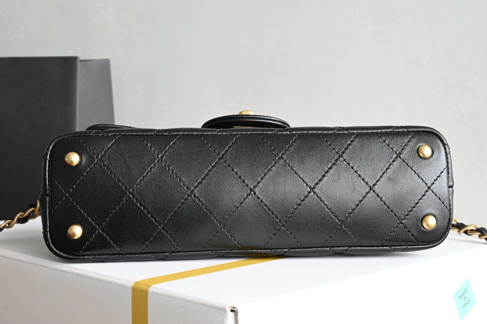 Chanel 25SS AS5354 Mini Flap Bag with Top Handle Lambskin Black