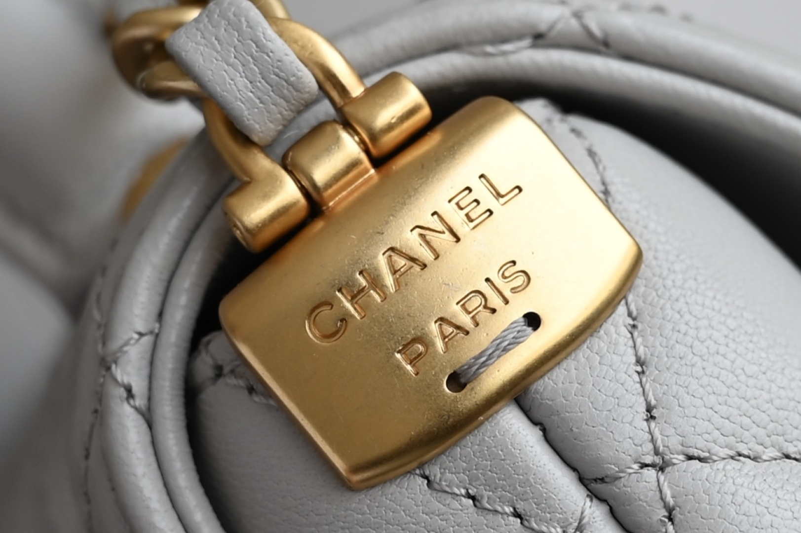 Chanel 25SS AS5354 Mini Flap Bag with Top Handle Lambskin Gray - Default Title - View 6