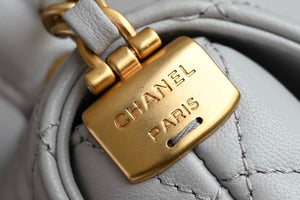 Chanel 25SS AS5354 Mini Flap Bag with Top Handle Lambskin Gray - Default Title - View 6