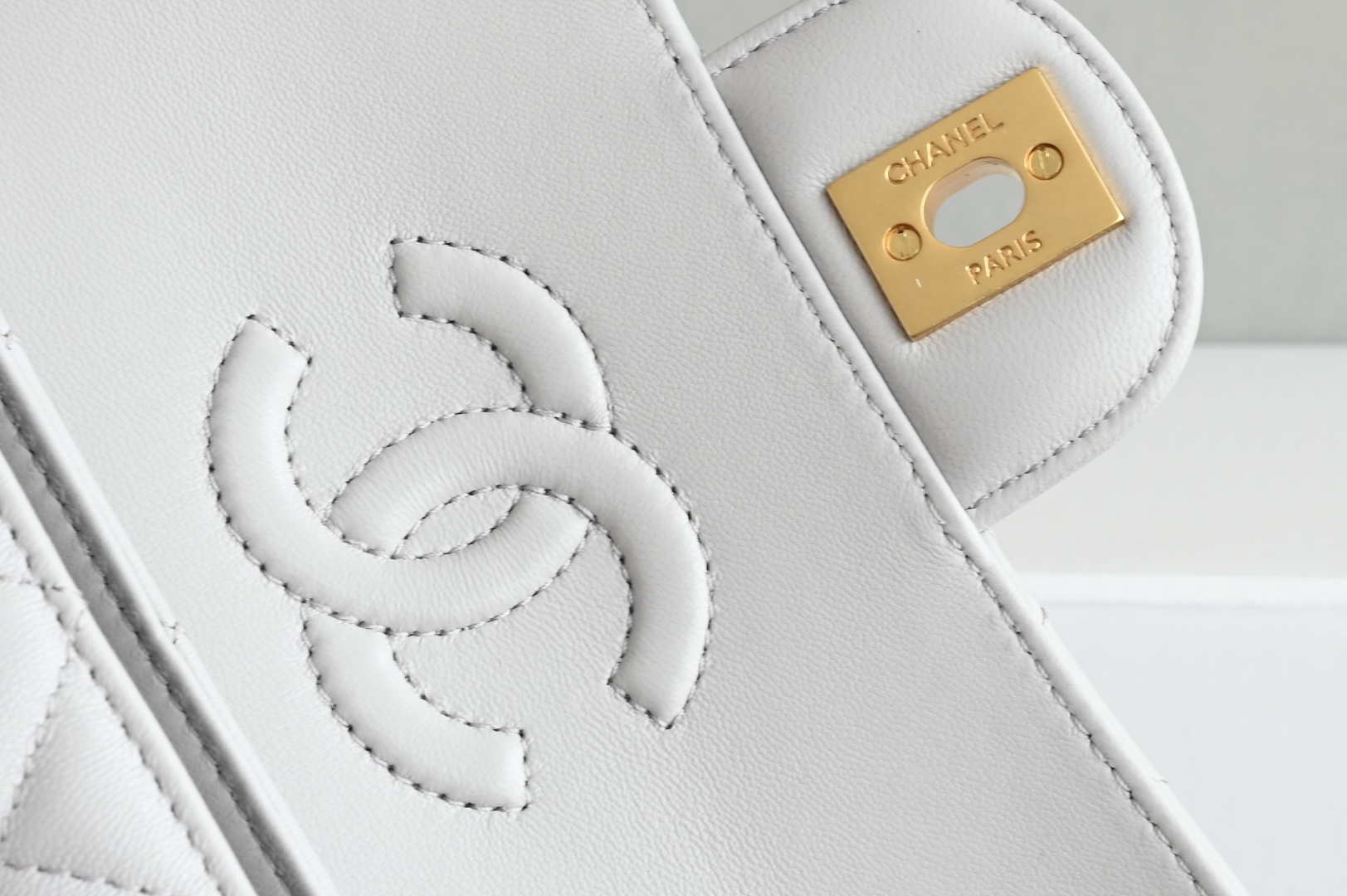 Chanel 25SS AS5354 Mini Flap Bag with Top Handle Lambskin Gray - Default Title - View 7