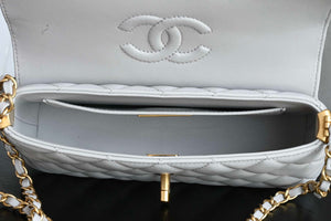 Chanel 25SS AS5354 Mini Flap Bag with Top Handle Lambskin Gray - Default Title - View 9