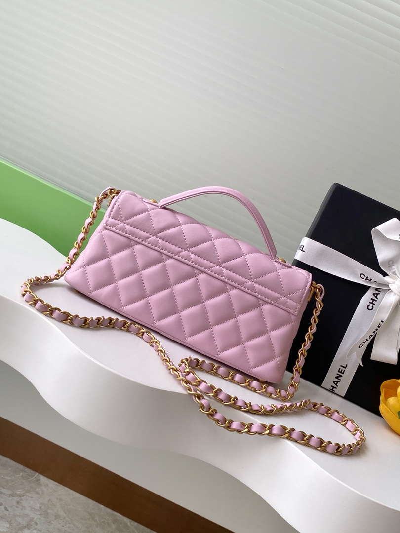 Chanel 25SS AS5354 Mini Flap Bag with Top Handle Lambskin Pink