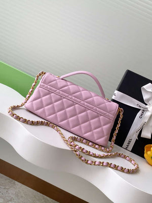 Chanel 25SS AS5354 Mini Flap Bag with Top Handle Lambskin Pink - Default Title - View 3