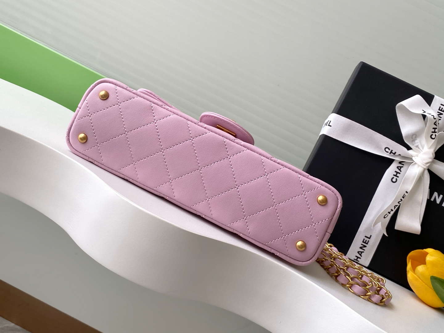 Chanel 25SS AS5354 Mini Flap Bag with Top Handle Lambskin Pink - Default Title - View 4