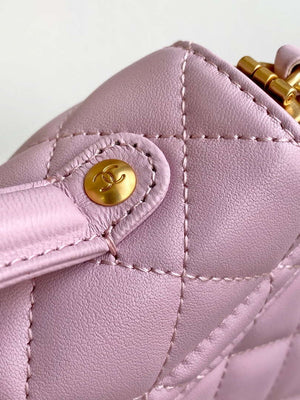 Chanel 25SS AS5354 Mini Flap Bag with Top Handle Lambskin Pink - Default Title - View 6