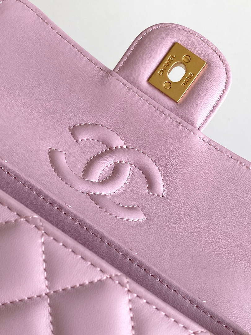 Chanel 25SS AS5354 Mini Flap Bag with Top Handle Lambskin Pink
