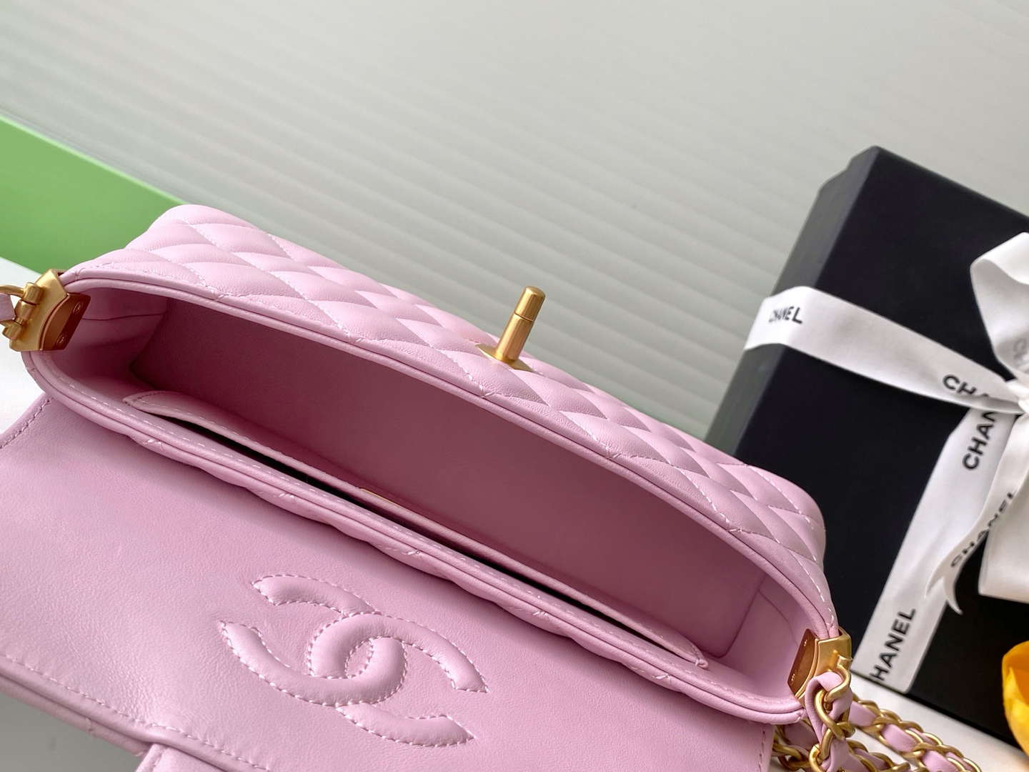 Chanel 25SS AS5354 Mini Flap Bag with Top Handle Lambskin Pink - Default Title - View 8