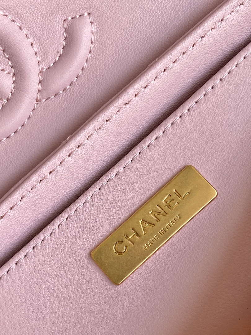 Chanel 25SS AS5354 Mini Flap Bag with Top Handle Lambskin Pink